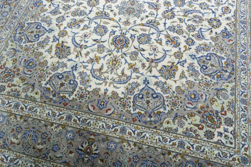 Close-up detail of 2000s Kashan rug from Iran / Persia showing Cork weave