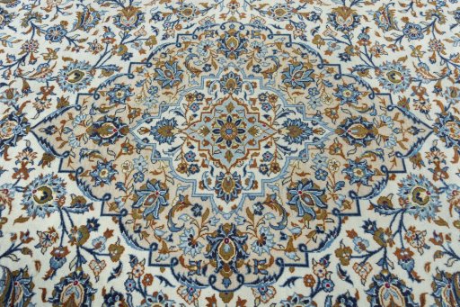 Central medallion detail of 2000s Kashan rug from Iran / Persia
