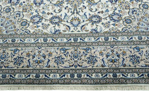 Full view of 2000s Kashan rug from Iran / Persia, 344 × 250 cm in Beige tones