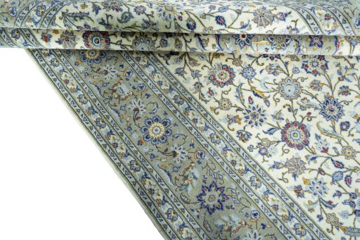 Close-up detail of 2000s Kashan rug from Iran / Persia showing Cork weave