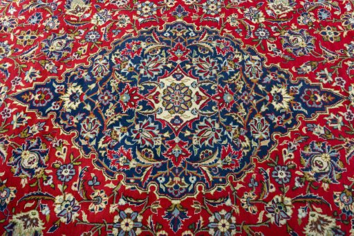 Central medallion detail of 2000s Kashan rug from Iran / Persia