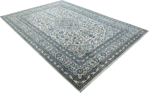 Close-up detail of New Kashan rug from Iran / Persia showing Wool weave