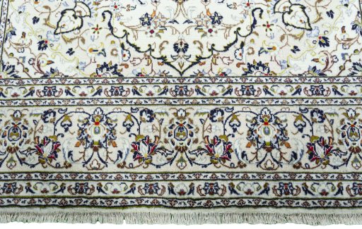 Full view of 2000s Kashan rug from Iran / Persia, 320 × 200 cm in Beige tones