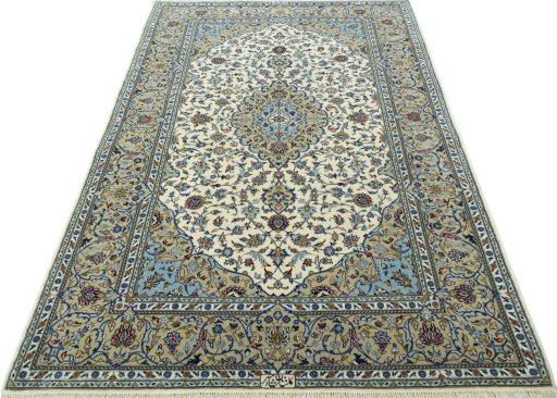 Surface texture of New Kashan rug with natural Cork and intricate pattern