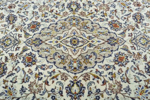 Central medallion detail of 1970s Kashan rug from Iran / Persia