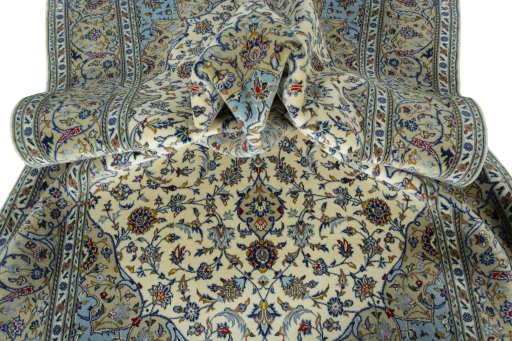 Surface texture of New Kashan rug with natural Cork and intricate pattern