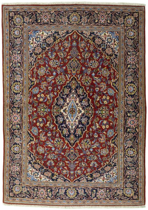 Full view of 2000s Kashan rug from Iran / Persia, 192 × 137 cm in Red tones