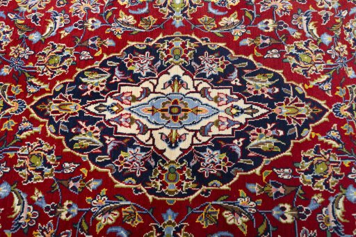 Central medallion detail of 2000s Kashan rug from Iran / Persia