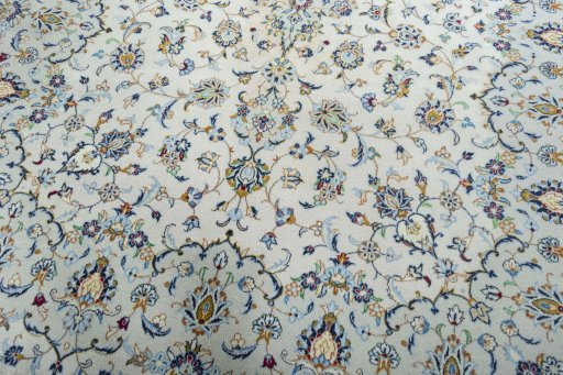 Close-up detail of New Kashan rug from Iran / Persia showing Wool weave