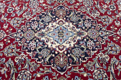 Central medallion detail of 2000s Kashan rug from Iran / Persia
