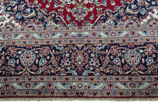 Full view of 2000s Kashan rug from Iran / Persia, 405 × 292 cm in Red tones