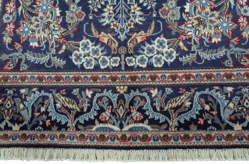 Full view of 2000s Kashan rug from Iran / Persia, 205 × 137 cm in Blue tones