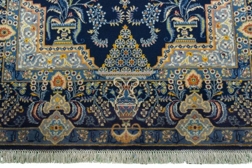 Close-up detail of 2000s Kashan rug from Iran / Persia showing Wool weave