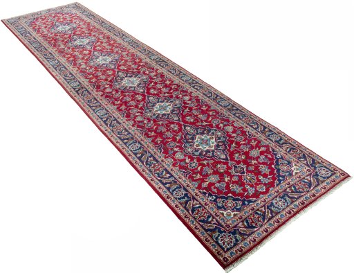 Close-up detail of 2000s Kashan rug from Iran / Persia showing Wool weave