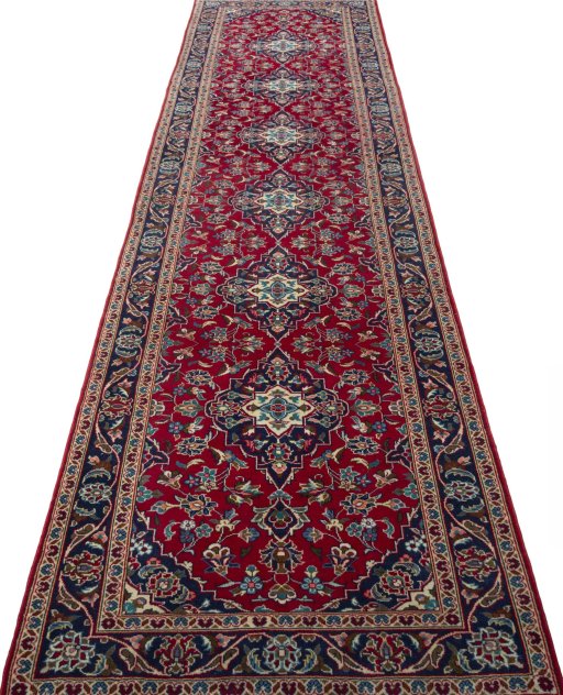 Surface texture of 2000s Kashan rug with natural Wool and intricate pattern