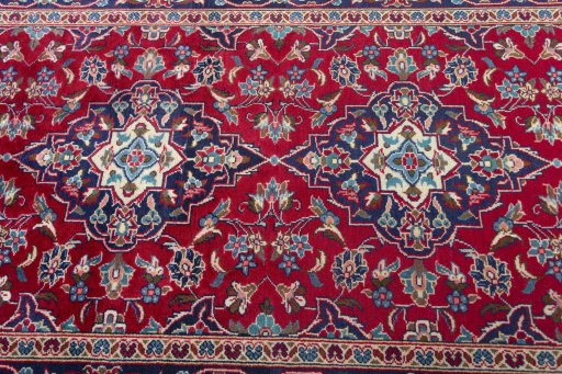 Central medallion detail of 2000s Kashan rug from Iran / Persia