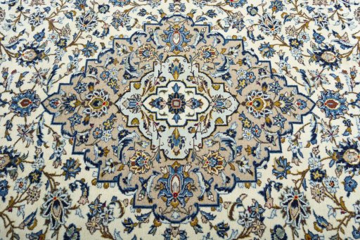 Central medallion detail of 2000s Kashan rug from Iran / Persia