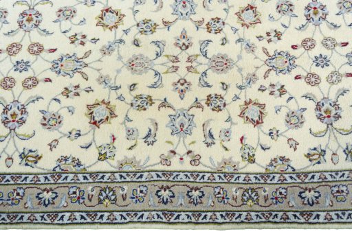 Close-up detail of 2000s Kashan rug from Iran / Persia showing Wool weave