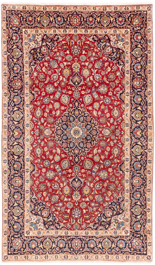 Full view of 1974s Kashan rug from Iran / Persia, 326 × 195 cm in Red tones