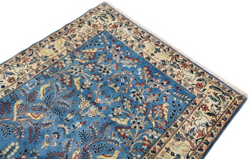 Surface texture of 1950s Kashan rug with natural Wool and intricate pattern