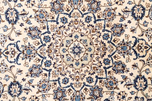 Close-up detail of 2000s Kashan rug from Iran / Persia showing Wool weave