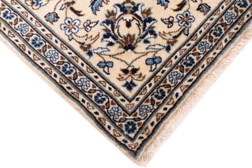 Close-up detail of 2000s Kashan rug from Iran / Persia showing Wool weave