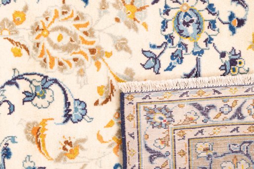 Full view of 1970s Kashan rug from Iran / Persia, 380 × 273 cm in Beige tones