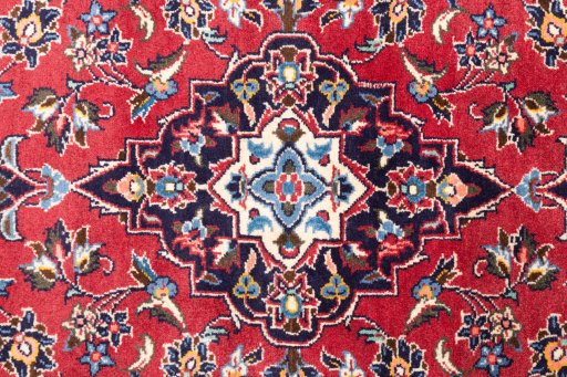 Full view of 1998s Kashan rug from Iran / Persia, 150 × 100 cm in Red tones