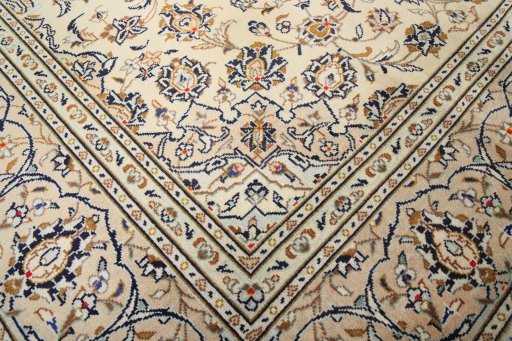 Close-up detail of 2000s Kashan rug from Iran / Persia showing Wool weave