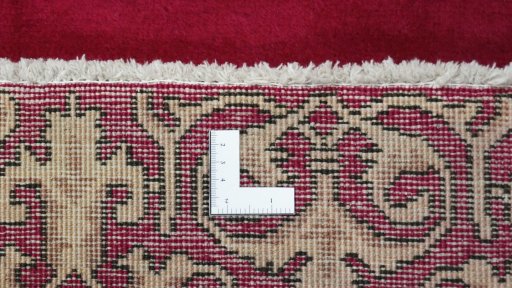 Full view of 2000s Kashan rug from Iran / Persia, 375 × 80 cm in Red tones