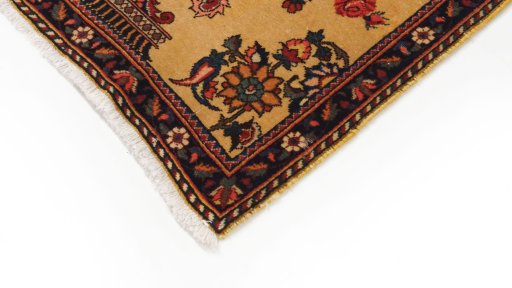 Surface texture of 1960s Kashan rug with natural Wool and intricate pattern