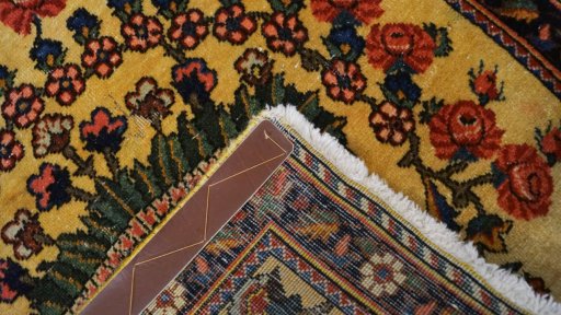 Full view of 1960s Kashan rug from Iran / Persia, 105 × 78 cm in Multi Color tones