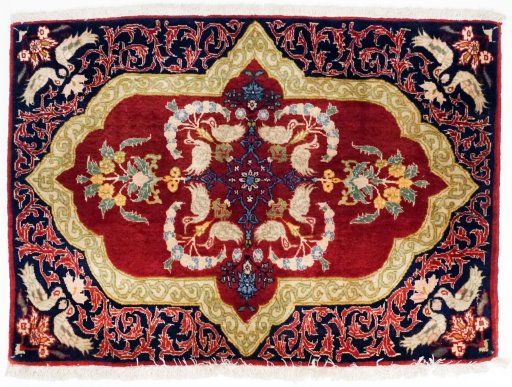 Full view of 1995s Kashan rug from Iran / Persia, 108 × 76 cm in Red tones