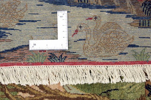 Close-up detail of New Kashan rug from Iran / Persia showing Wool weave