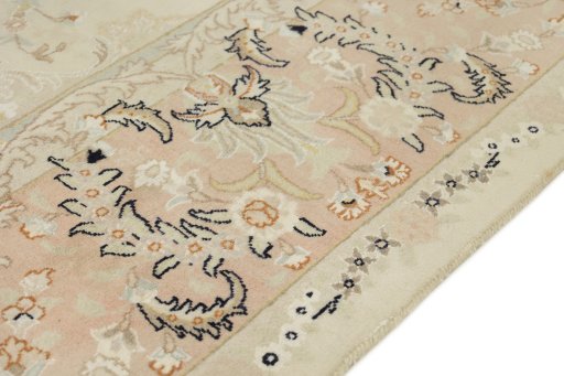 Close-up detail of 1980s Kashmar rug from Iran / Persia showing Wool weave