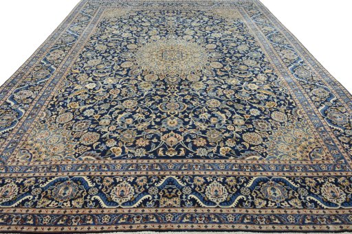 Surface texture of 2000s Kashmar rug with natural Wool and intricate pattern