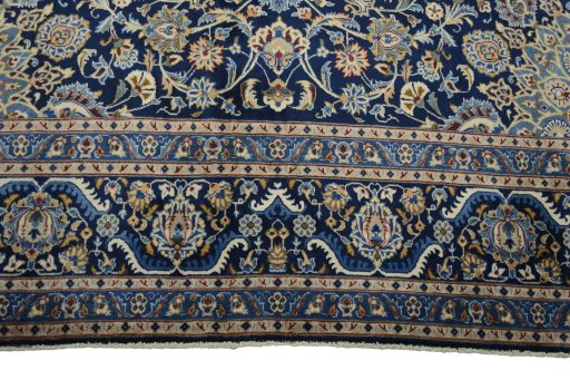 Full view of 2000s Kashmar rug from Iran / Persia, 412 × 290 cm in Blue tones