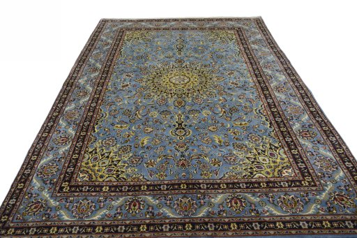 Surface texture of 2000s Kashmar rug with natural Wool and intricate pattern