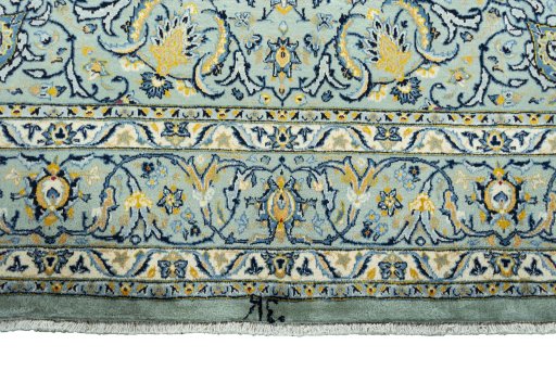 Full view of 2000s Kashmar rug from Iran / Persia, 349 × 250 cm in Green tones