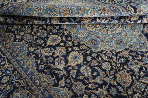Close-up detail of 2000s Kashmar rug from Iran / Persia showing Wool weave