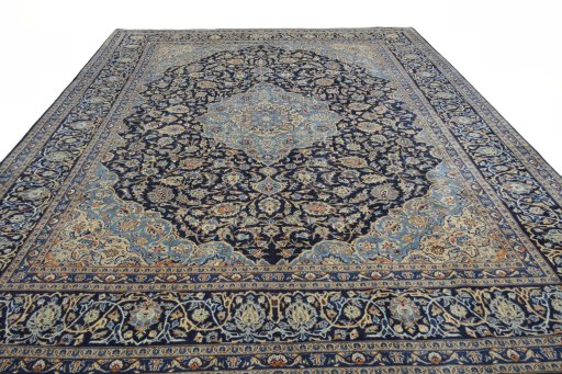 Surface texture of 2000s Kashmar rug with natural Wool and intricate pattern