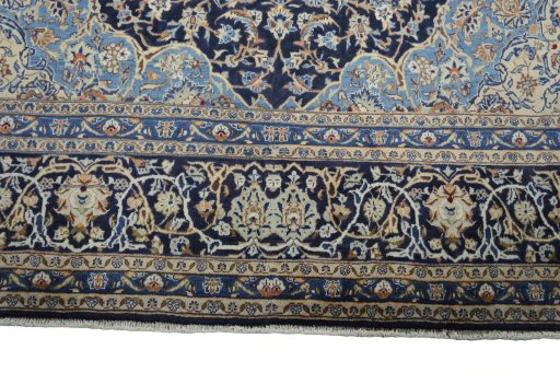 Full view of 2000s Kashmar rug from Iran / Persia, 407 × 295 cm in Blue tones