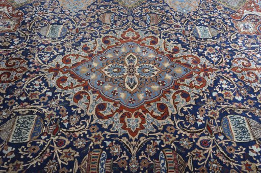 Central medallion detail of 2000s Kashmar rug from Iran / Persia