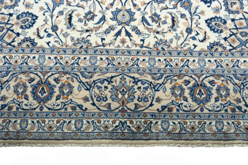 Full view of 2000s Kashmar rug from Iran / Persia, 407 × 296 cm in Beige tones