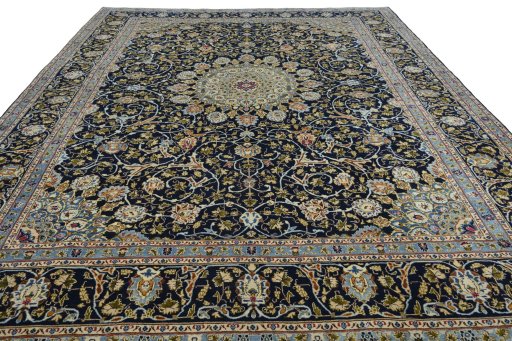 Surface texture of 2000s Kashmar rug with natural Wool and intricate pattern