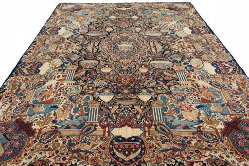 Surface texture of 2000s Kashmar rug with natural Wool and intricate pattern