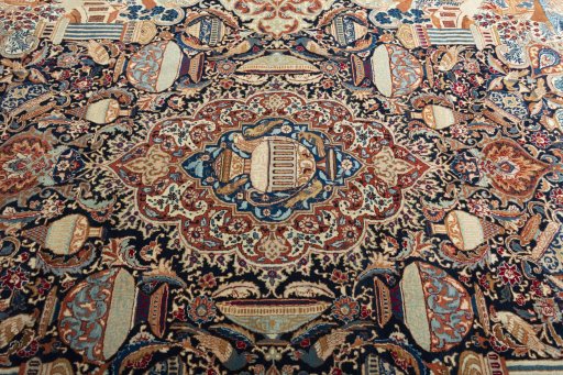 Central medallion detail of 2000s Kashmar rug from Iran / Persia