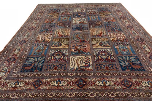 Surface texture of 2000s Kashmar rug with natural Wool and intricate pattern