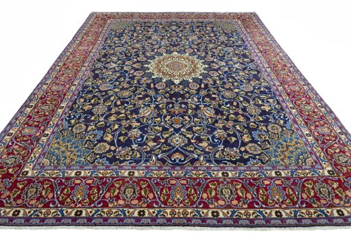 Surface texture of 2000s Kashmar rug with natural Wool and intricate pattern