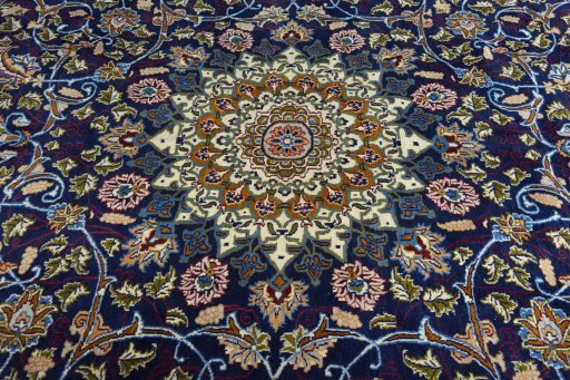 Central medallion detail of 2000s Kashmar rug from Iran / Persia